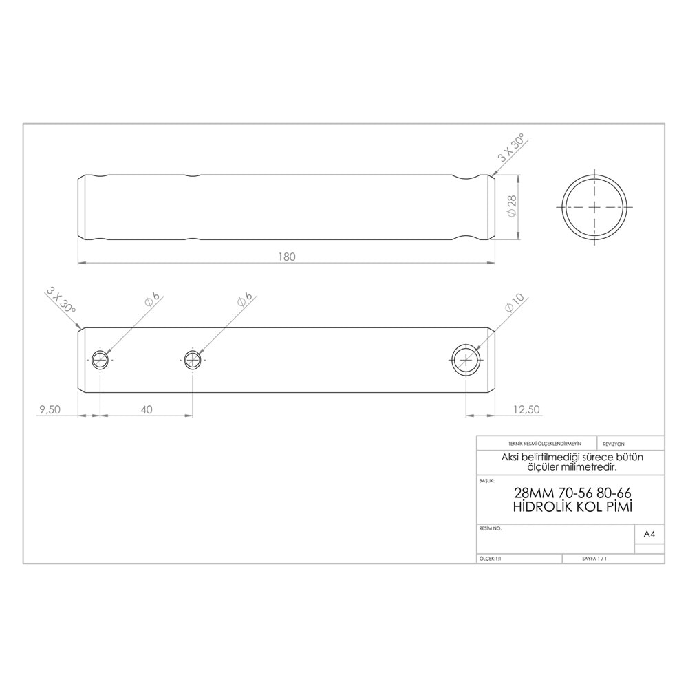 28 MM 70/56/80/66 3*DELİK HİDROLİK KOL PİMİ