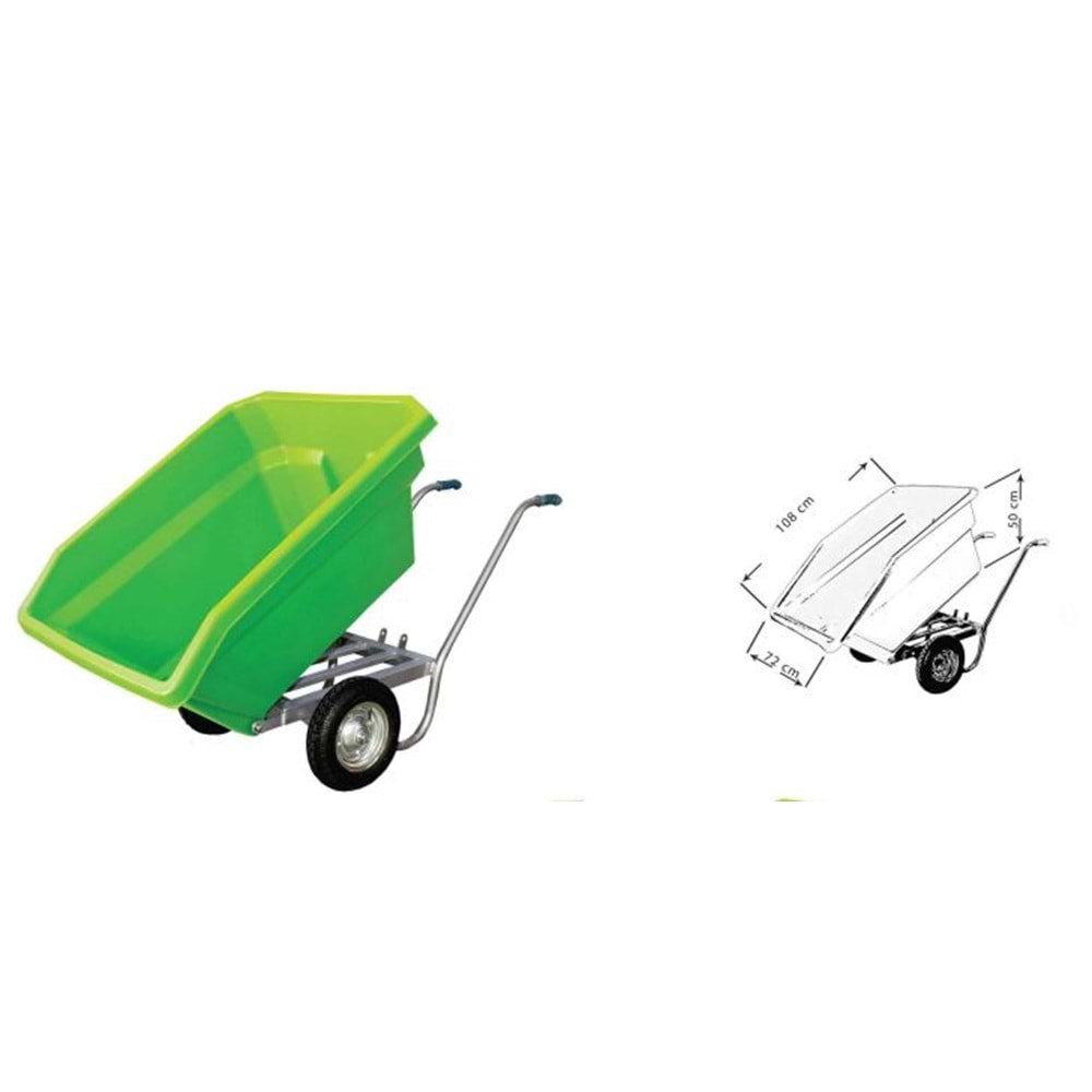 MİDİLLİ DAMPERLİ EL ARABASI HAVALI TEKER (175 LT)